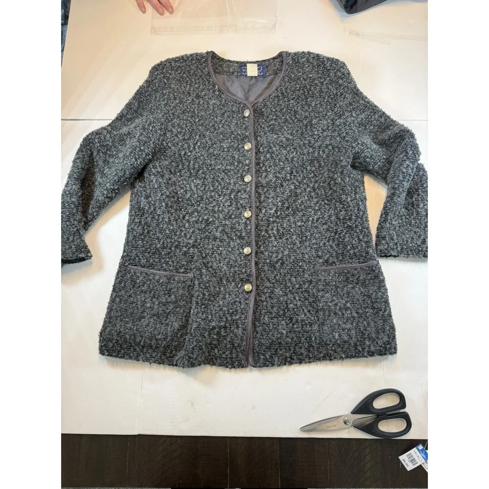 Vintage Willow Ridge Wool Blend‎ Boucle Cardigan Jacket Wmns 18 Cottage Core USA